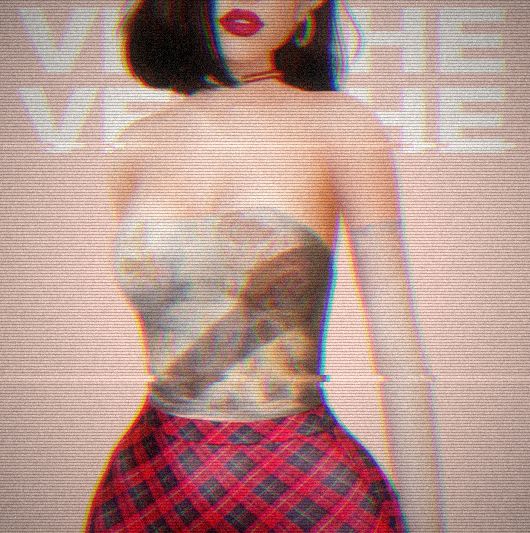 An avatar in a Renaissance-print mesh top