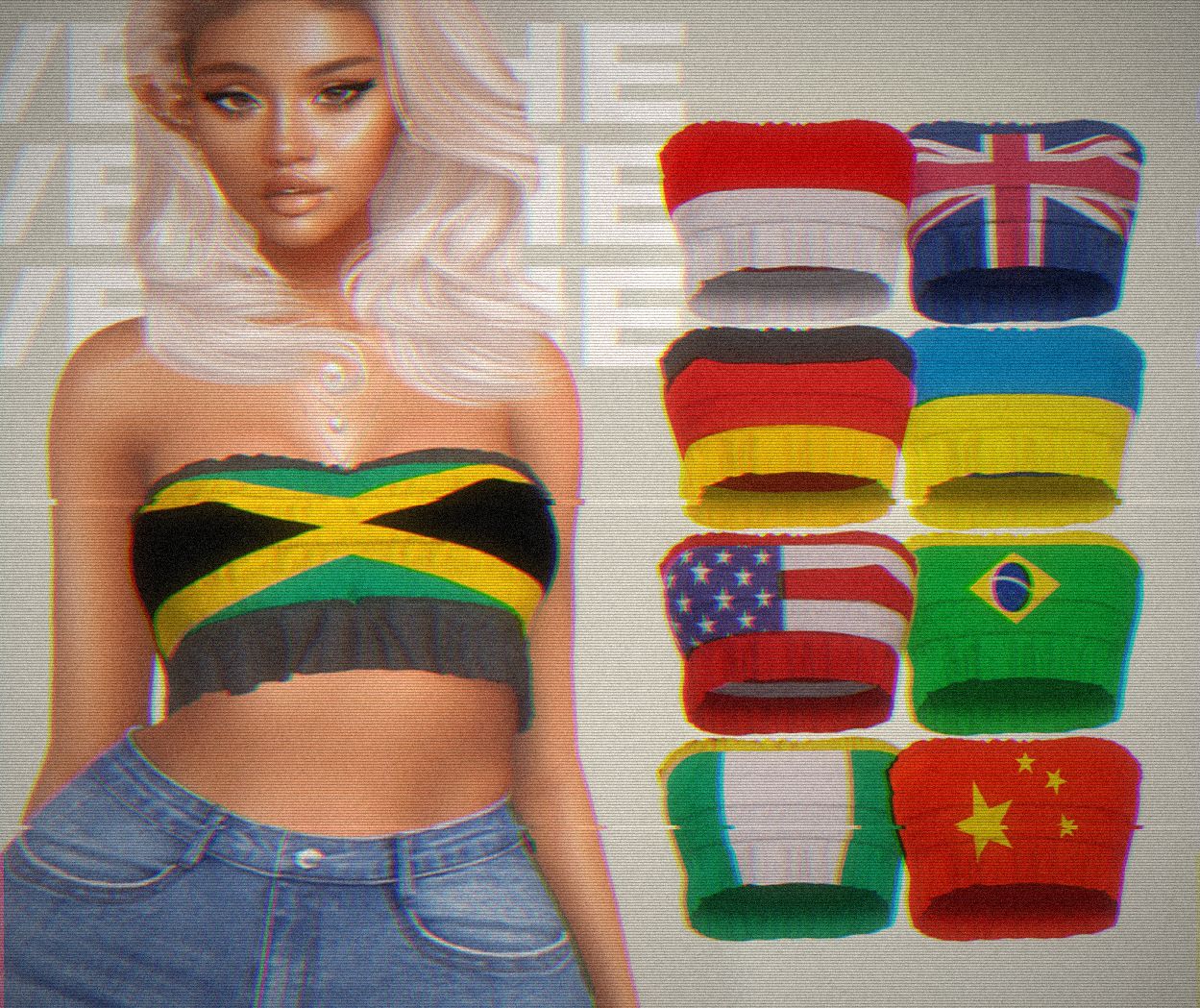 An avatar in a Jamaica flag bandeau beside eight colorways